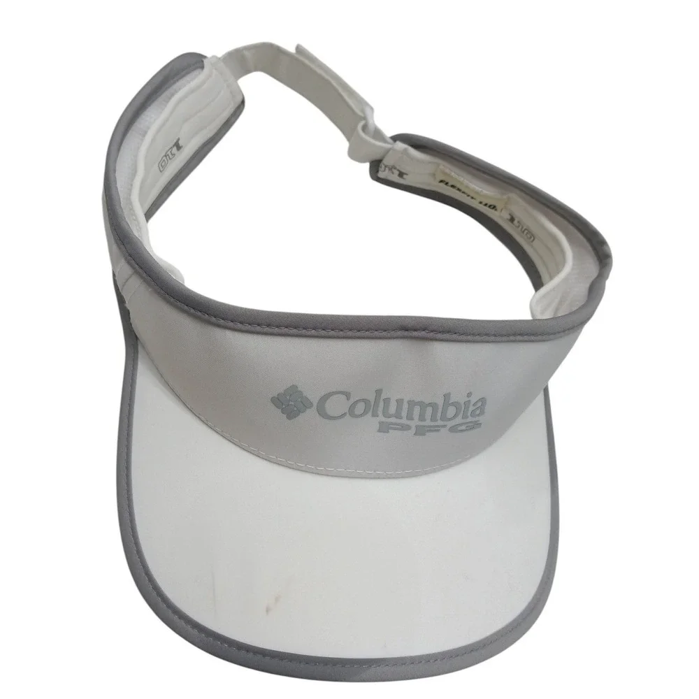 Columbia PFG Flexfit 110 Visor White Grey Performance Fishing Gear Hat